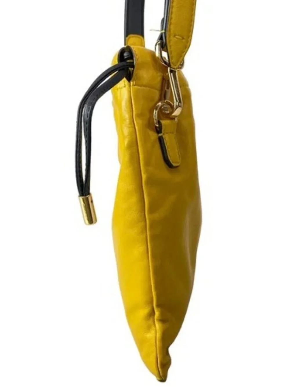 FENDI Slim Clutch 7VA510 Dark yellow Black Leather Shoulder Bag